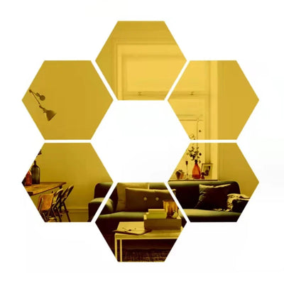 3D Hexagon Mirror Wall Stickers – Rose Gold