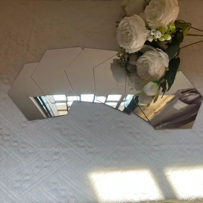 3D Hexagon Mirror Wall Stickers – Rose Gold