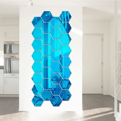 3D Hexagon Mirror Wall Stickers – Rose Gold