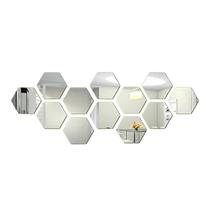 3D Hexagon Mirror Wall Stickers – Rose Gold