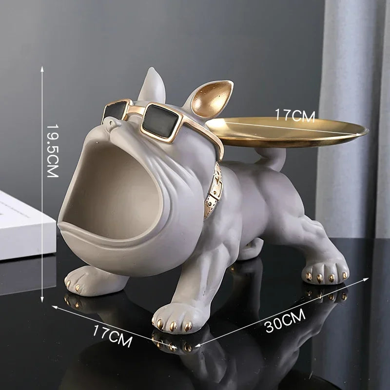 Bulldog Resin Figurine with Key Box