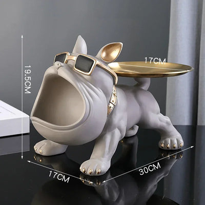 Bulldog Resin Figurine with Key Box