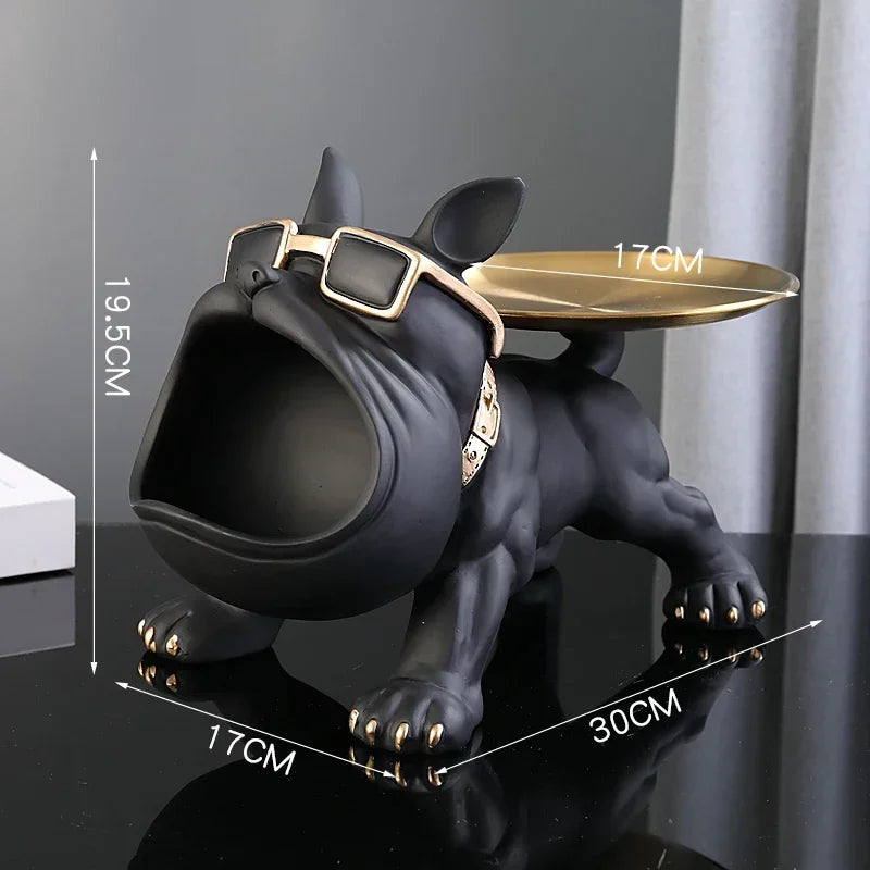 Bulldog Resin Figurine with Key Box