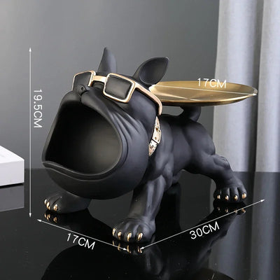 Bulldog Resin Figurine with Key Box