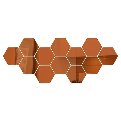 3D Hexagon Mirror Wall Stickers – Rose Gold