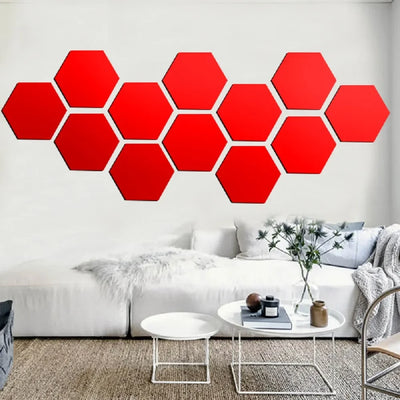 3D Hexagon Mirror Wall Stickers – Rose Gold