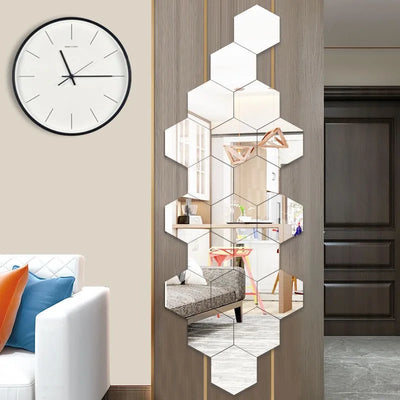 3D Hexagon Mirror Wall Stickers – Rose Gold