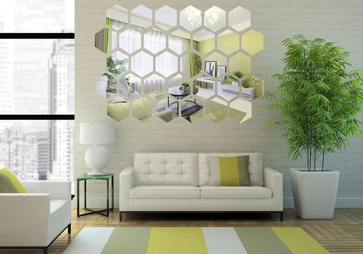 3D Hexagon Mirror Wall Stickers – Rose Gold