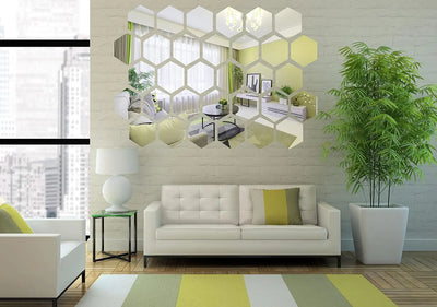 3D Hexagon Mirror Wall Stickers – Rose Gold