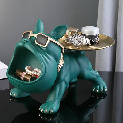 Bulldog Resin Figurine with Key Box