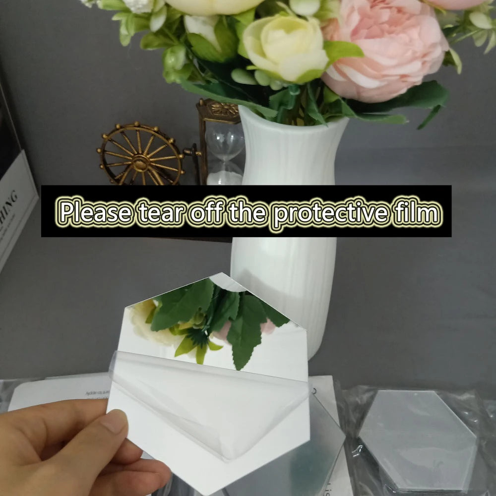 3D Hexagon Mirror Wall Stickers – Rose Gold