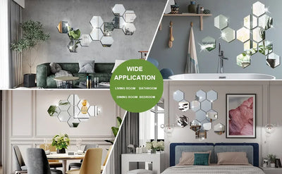 3D Hexagon Mirror Wall Stickers – Rose Gold