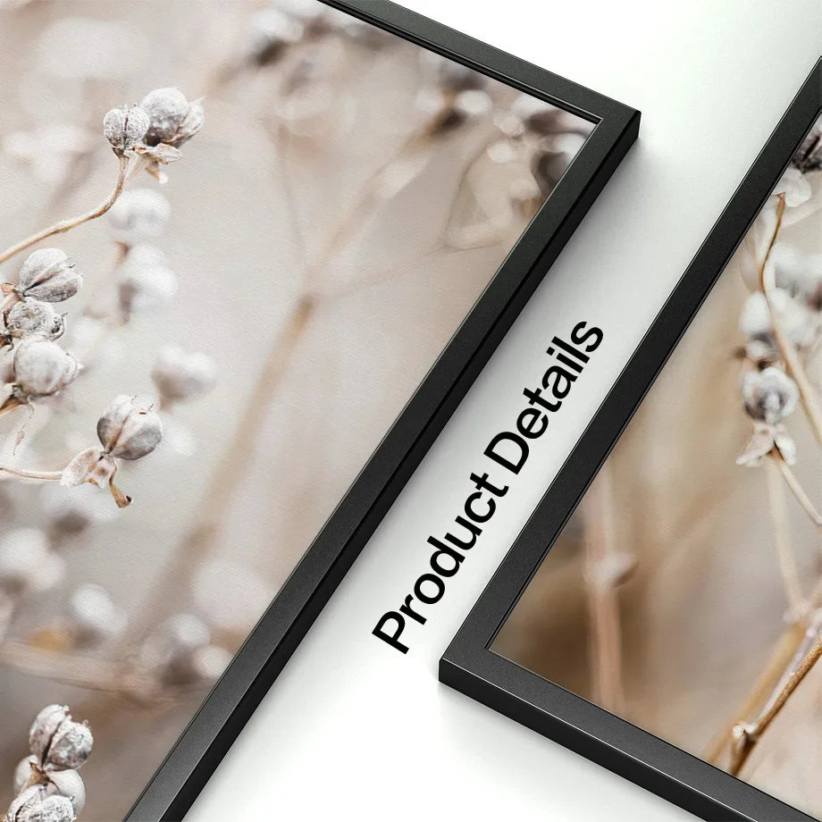 Beige White Flower Abstract Wall Art