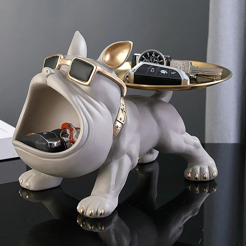 Bulldog Resin Figurine with Key Box