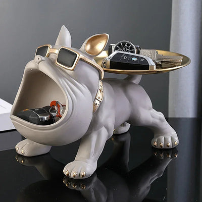 Bulldog Resin Figurine with Key Box