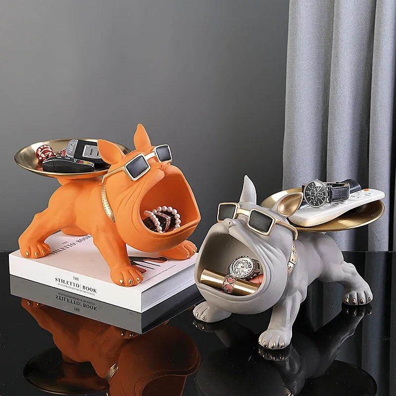 Bulldog Resin Figurine with Key Box