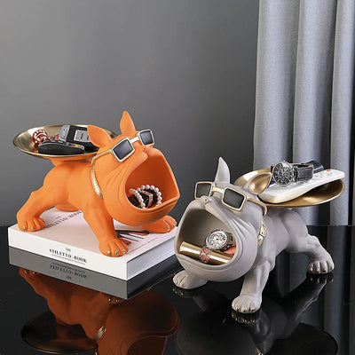 Bulldog Resin Figurine with Key Box