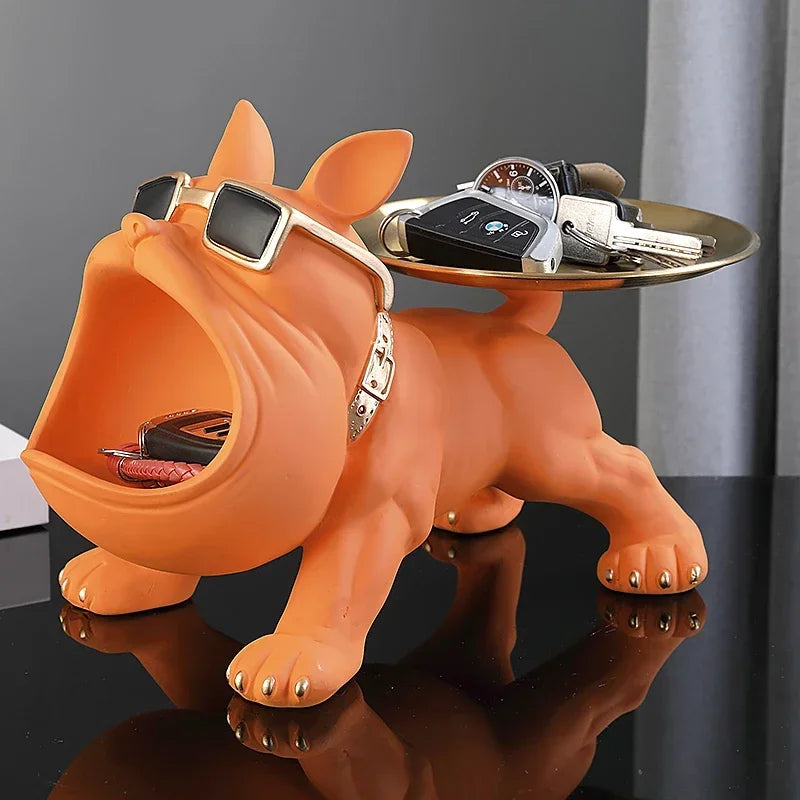 Bulldog Resin Figurine with Key Box