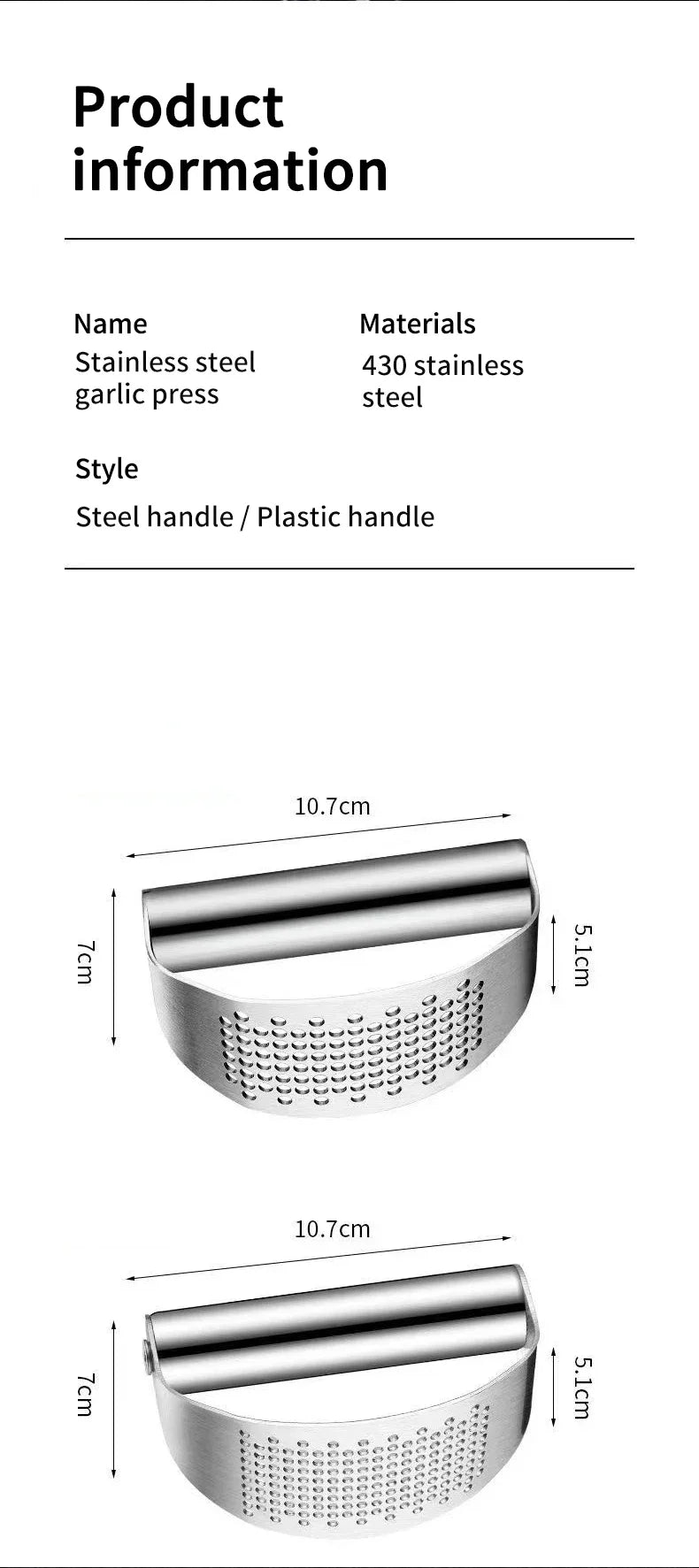 Stainless Steel Garlic Press & Mincer Tool