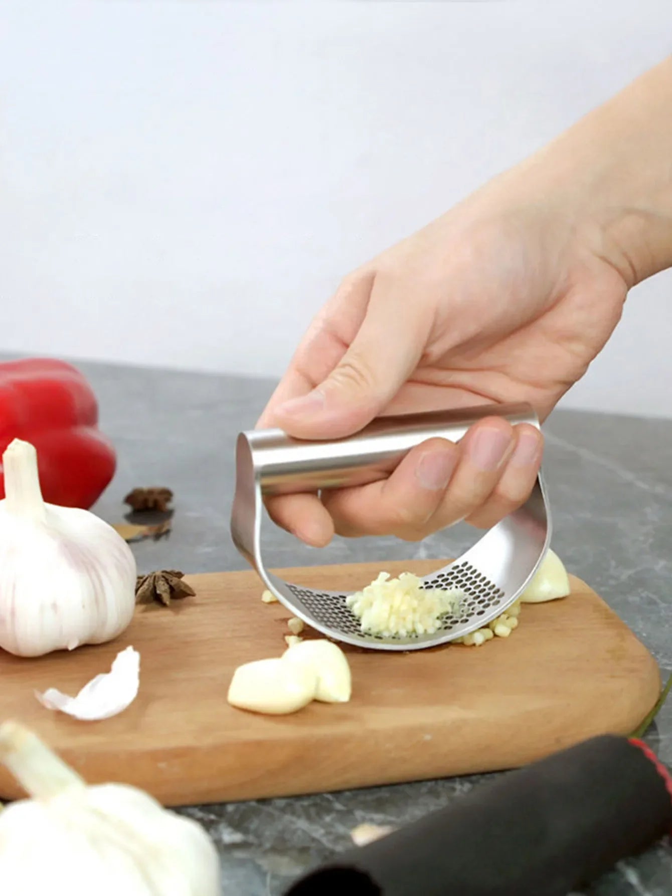 Stainless Steel Garlic Press & Mincer Tool
