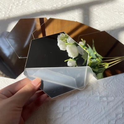 3D Hexagon Mirror Wall Stickers – Rose Gold