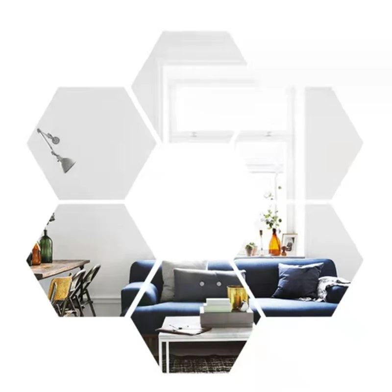 3D Hexagon Mirror Wall Stickers – Rose Gold