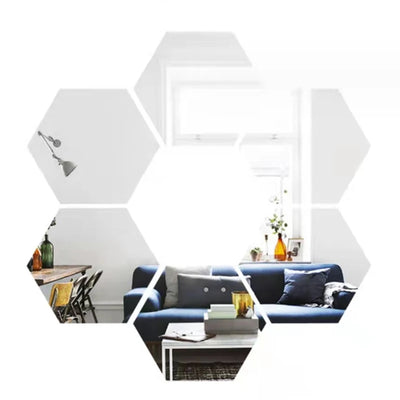 3D Hexagon Mirror Wall Stickers – Rose Gold