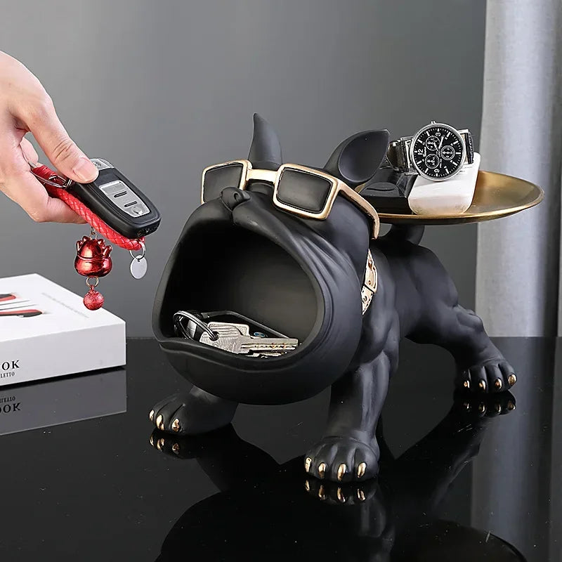 Bulldog Resin Figurine with Key Box