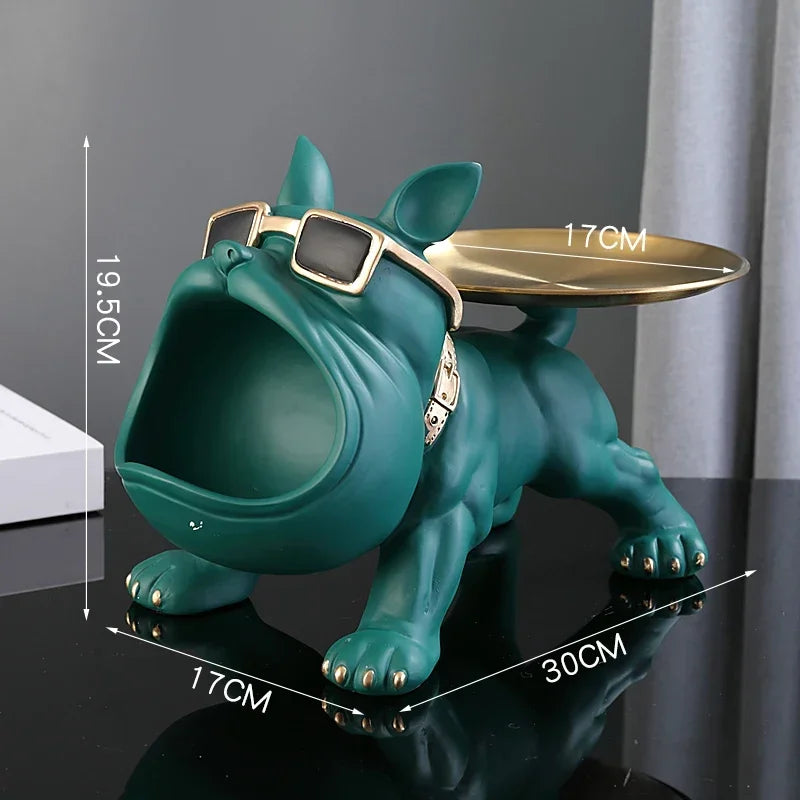 Bulldog Resin Figurine with Key Box